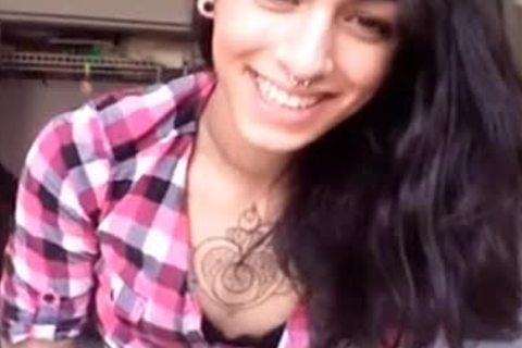 nasty Tattooed brunette nasty shemale Cums O