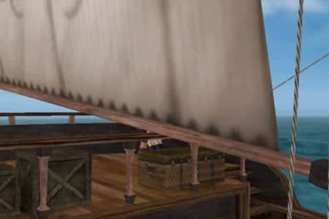 3D Cartoon lady-man playgirl slammed On A Pirate Ship