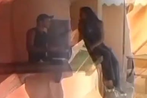 attractive ladyboy drills lad outdoors