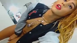 German lusty ladyboy Inserts A sextoy On Her taut wazoo