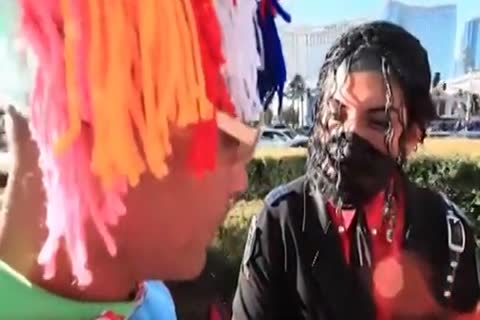 lusty ladyboy engulfing And slamming Clown shlong