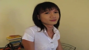 Skinny Thai Ladychap Jerks Off In A Solo Show.