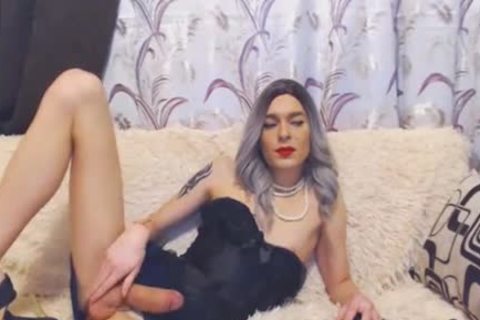 horny White shemale Strokes On Her biggest Hard 10-Pounder