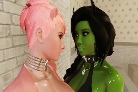 Aniamted 3D giant penis Futa ladyman On Creamy White girl