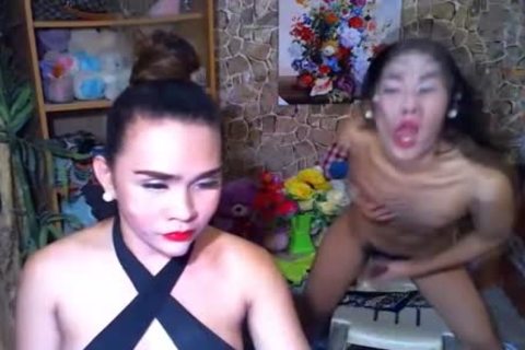 Two oriental lady-man likes To stroking