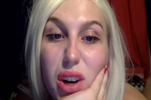 blond Model ladyboy Chats And Masturbates For cam Audience With Her big Fake bra buddies And butthole
