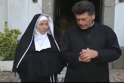 Two Nuns Are Comforting A Sister, But she do not Know They're Two lewd shemales!