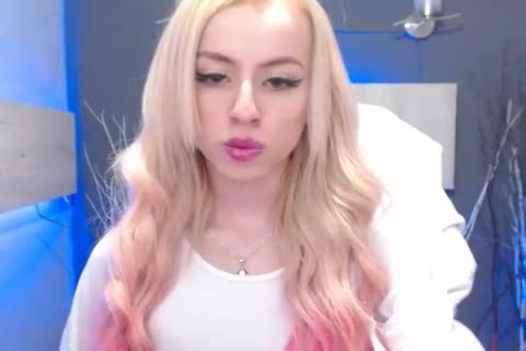 blond Seductive ladyboy Shows Off And jerk off Her large penis