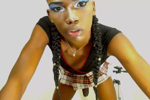 ebon black shelady ladyboy Jerks Off