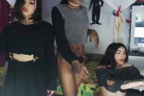 Three teens trannies Playing On web camera