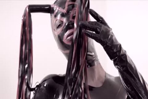 tranny In Latex fucks Her serf lad