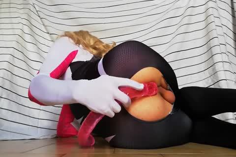 Spider-Gwen Trap fake penis Play And sperm