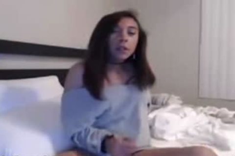 pretty lady-boy In sofa Stroking Her schlong