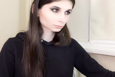 Skinny Pale Goth Trap On web camera