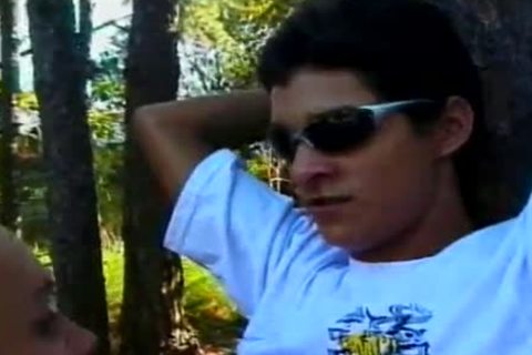 young blonde Transvestite Is nailed In The pooper below A Tree