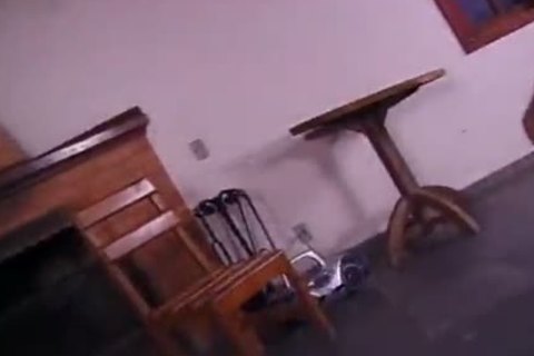 blond Ladyboy With A Hard dick pokes guy's butthole On The Floor