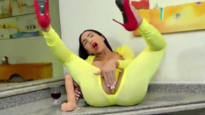 delightsome legal age teenager Ladyboy Jerk Herself Off, Silk White cum