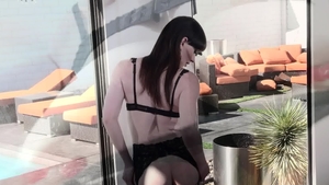 TransAngels: Brunette Natalie Mars fucks with large dildo