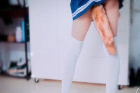 nasty asian Sissy sperm With Foxtail