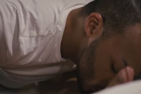 dark Masseur face holes And arse fucks His busty shemale Client