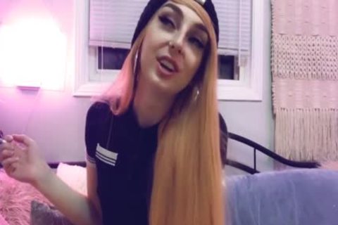 shemale TS Elle B In Solo Masturbation Tugging Her weenie