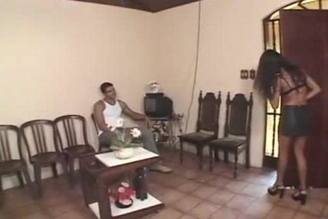charming trio With throbbing 10-Pounder ebony ladyboy