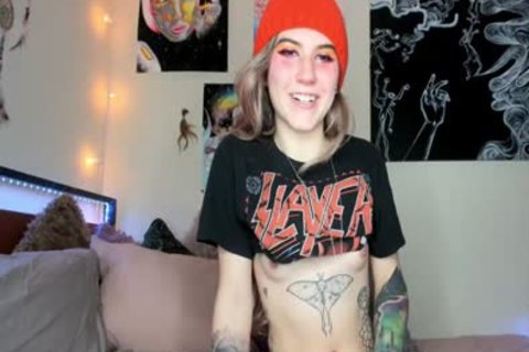 slim teen tranny gal With Tattoos Tugs Her 10-Pounder On cam