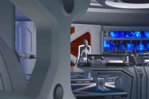 3d Alien Dickgirl bonks A beautiful ebon villein In Space Station