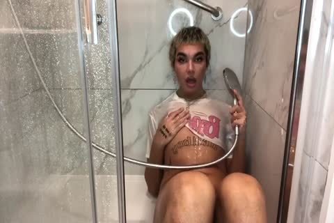 enormous hips, hairy knob Femboy Showers