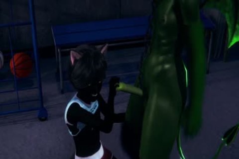 Furry Yaoi 3D - dark Cat oral stimulation-service To Dragon
