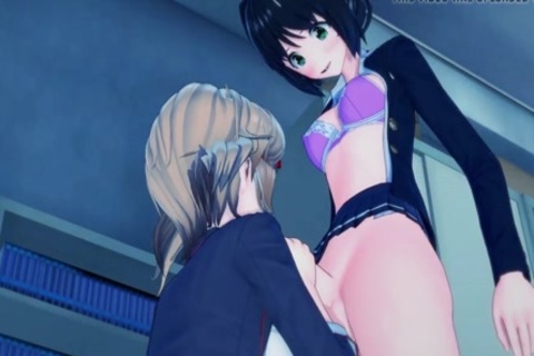 Futa Miku plows Hibiki On A Table, Cums In Her slit.