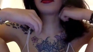 chick Teases Bulging pants On cam