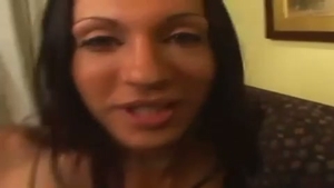 dirty brunette Eats penis