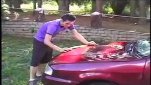 Car Washing Turns horny Outdoor Sex