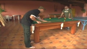 Alessandra slams dude On A Pool Table