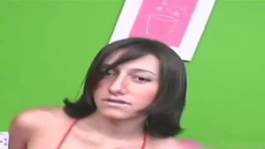 diminutive bra buddies brunette jerking off her rod