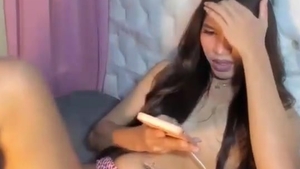 Petite skinny Filipina TS Jerks On webcam