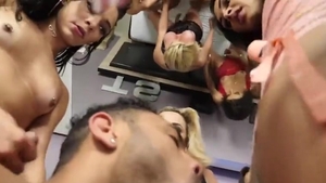 Six ladyboys cum Blast One lad