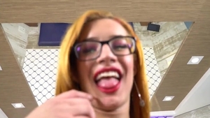 Bigboob Spex tgirl Smoking And Jerking In Solo Action