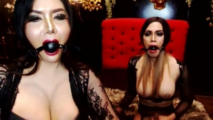 lewd ladyboy duo likes butthole banging Action