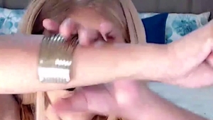 naughty blonde shemale playgirl Strokes Her 10-Pounder Gently