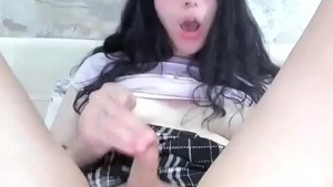 juicy Russian Trans beauty With Tattoos Strokes Her tiny dick On cam