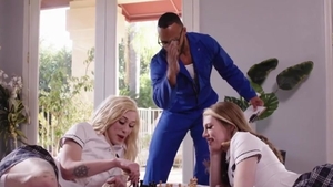 lady-boys Shares throbbing dark knob In Interracial trio