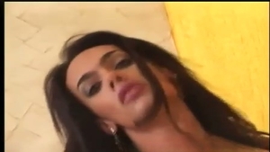 Skinny latina shemale Bonked On A bed
