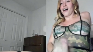blond lady-man Masturbating Her jock In bed