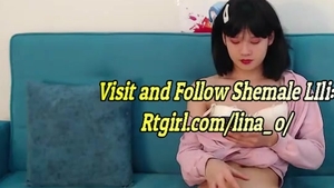 Petite Korean legal age teenager shemale Wanks Until she Cums On webcam