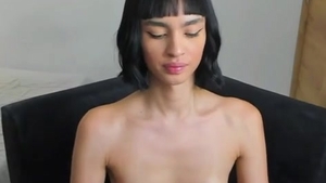 Skinny Transgirl With petite marangos And Tattoos Tugs Her cock