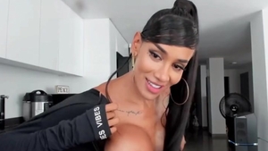 dirty breasty lady-man Masturbates Her biggest penis