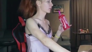 Skinny European shelady Tugs Her penis On web camera