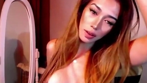 Skinny asian lady-man With large pantoons Wanks On web camera